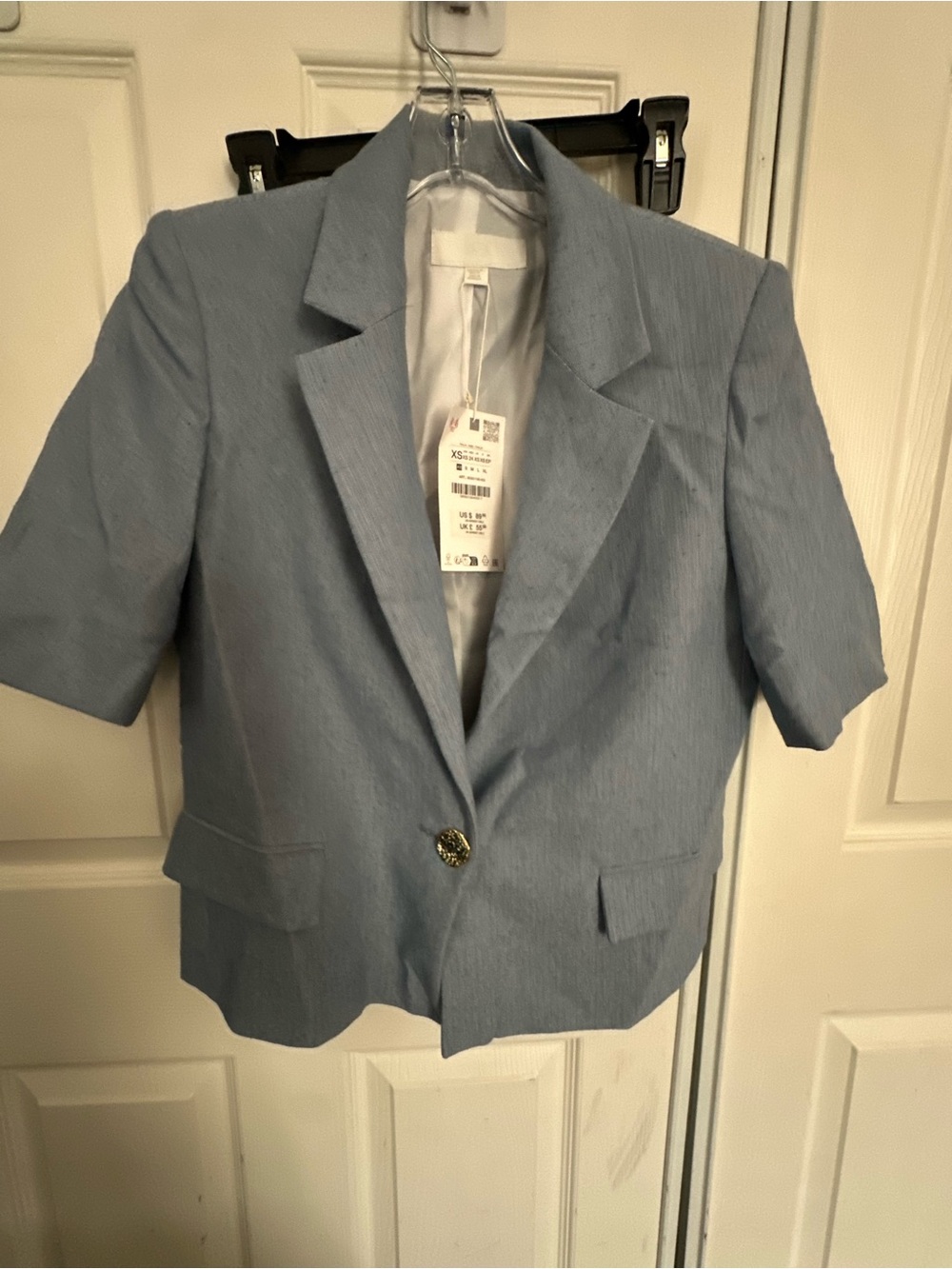 Zara Light Blue Short Sleeve Blazer
